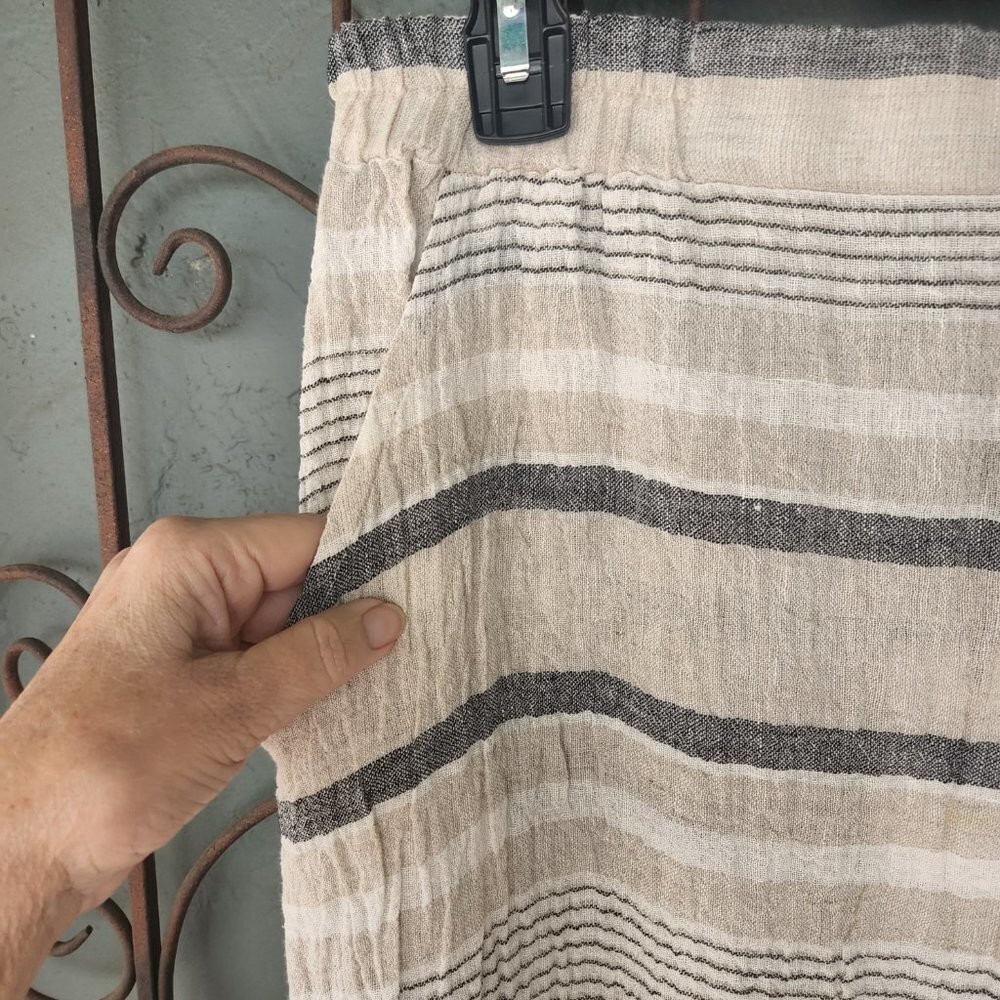 Luukaa Grace Tan, Grey and White Midi Linen Skirt Sz 10 - Picture 3 of 11